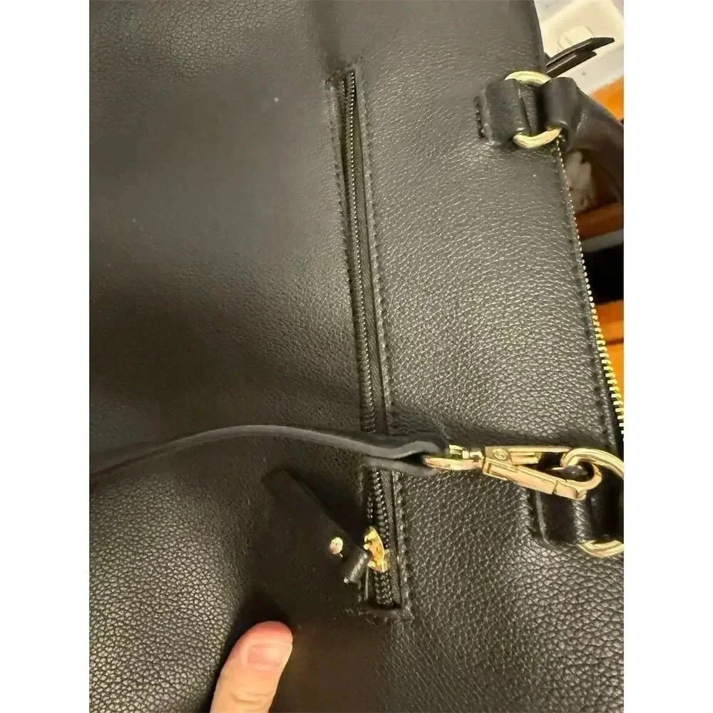 Anne Klein Women's Black Satchel Bag with Gold Horsebit Detail - Picture 5 of 12